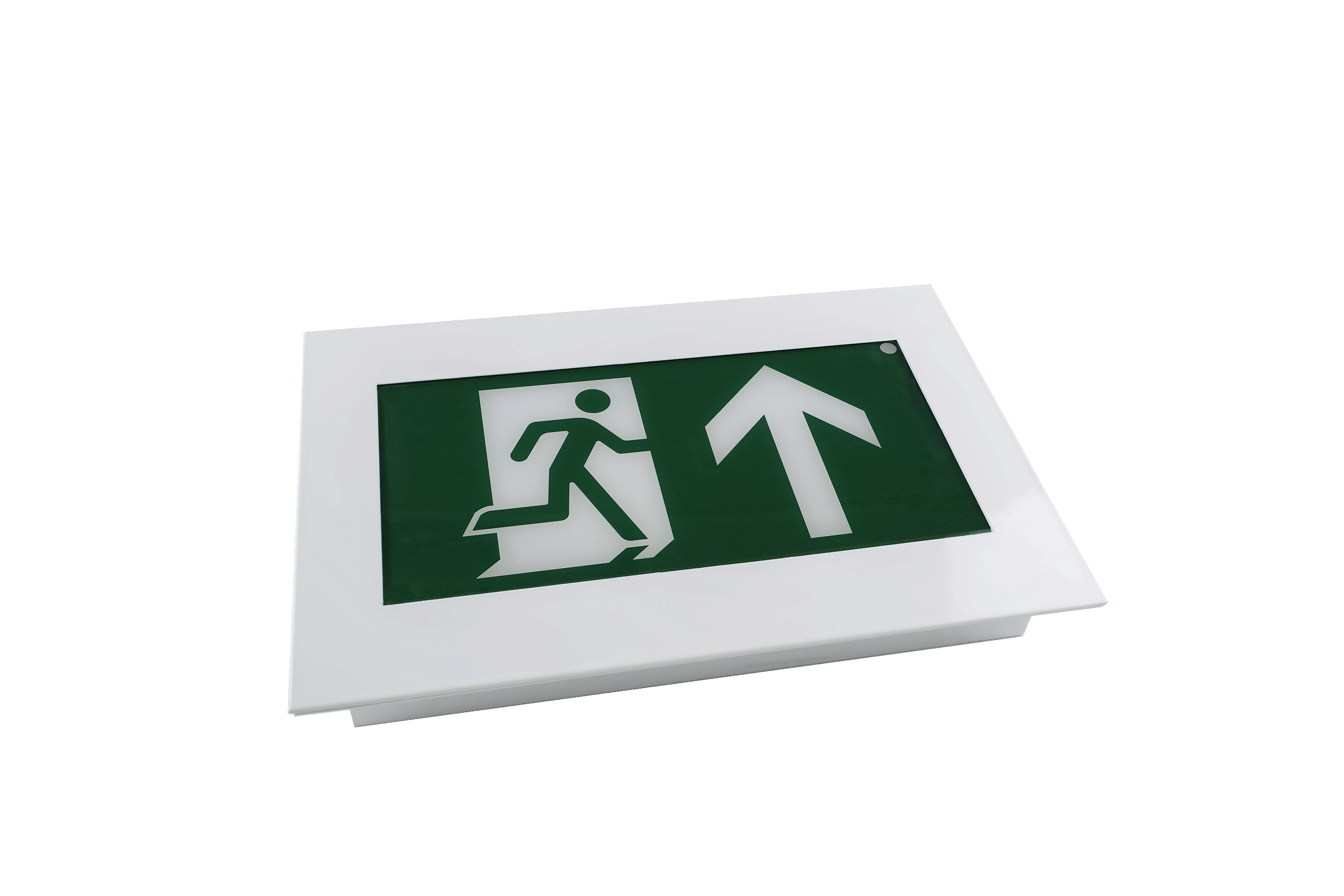 Solex Recessed Exit Sign – White Cleanroom-Compatible Housing