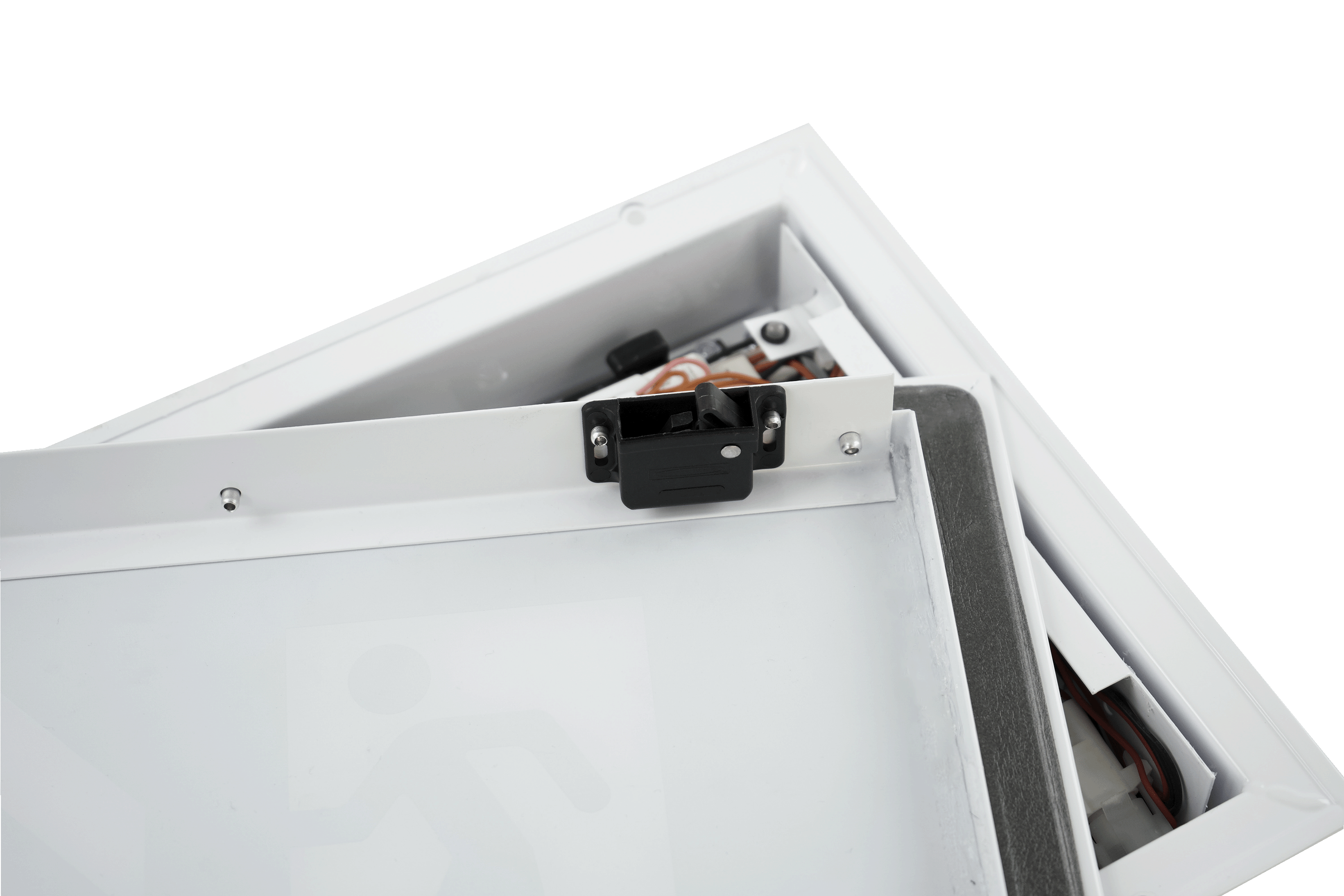 Solex Exit Sign – Tool-Free Front Access with Internal Components Exposed